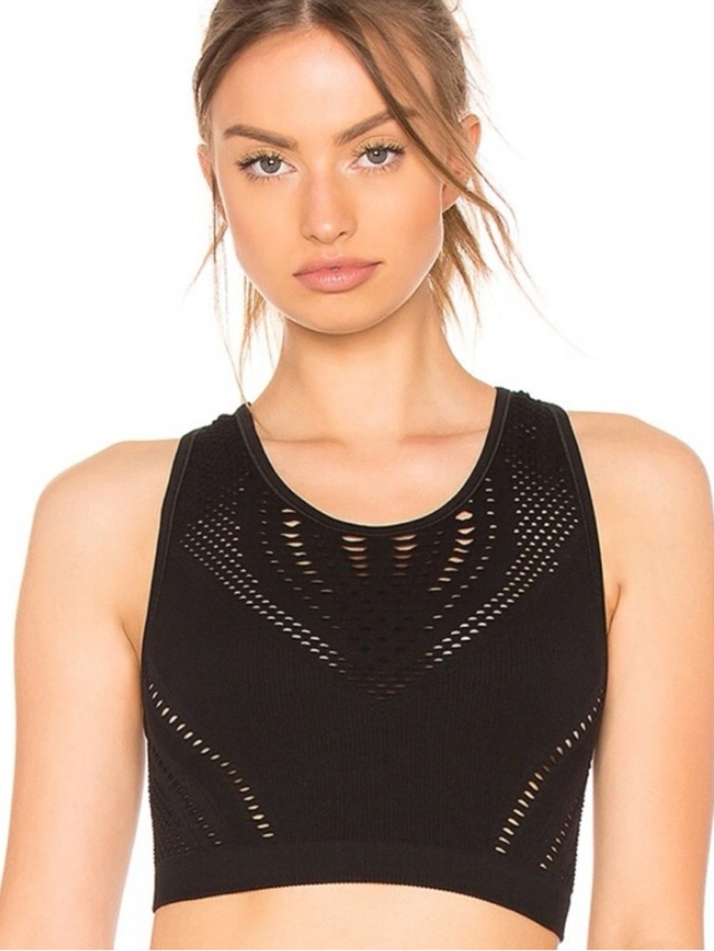 Alo Yoga Black Lark Crop Top Tank - Size XS